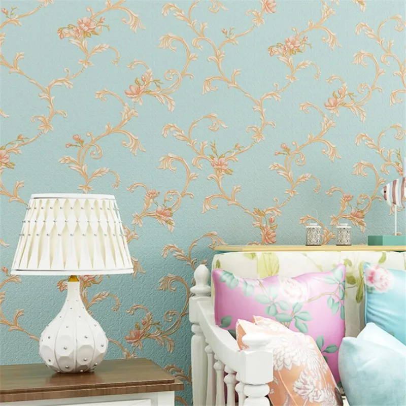 

European pastoral style 3D three-dimensional pattern waterproof PVC wallpaper bedroom living room home decoration papel de pared