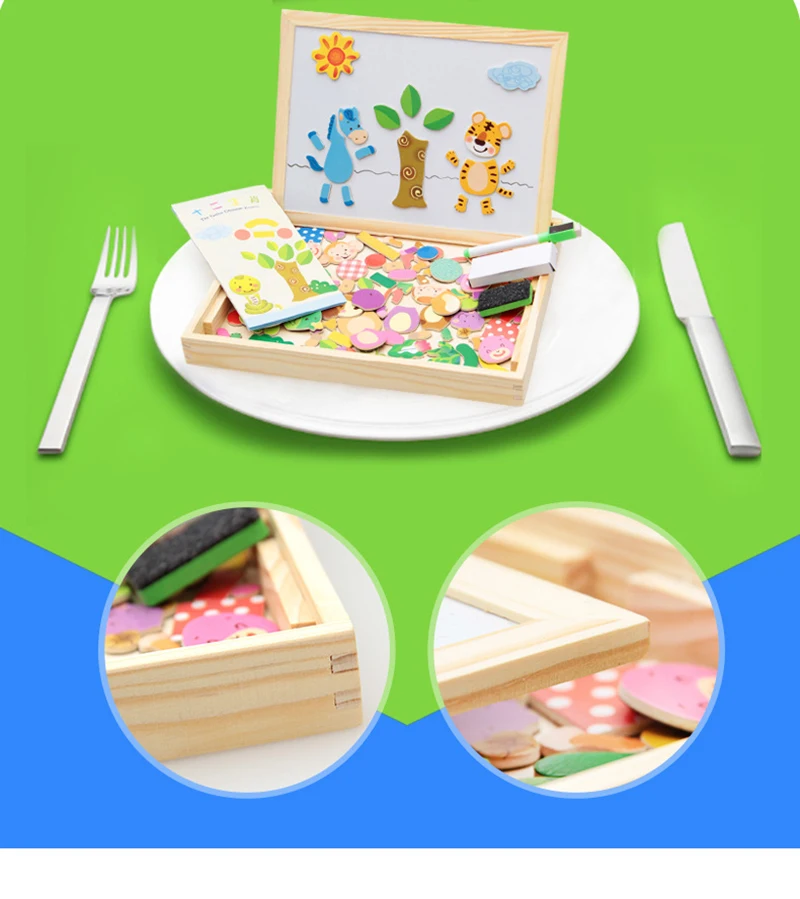 Новинка, деревянная многофункциональная детская головоломка с животными, магнитная доска для рисования, доска для обучения, развивающие игрушки для детей