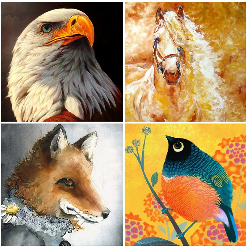 

Cartoon oil painting horse 5D Diamond Painting Cross Stitch Animals Wall Decorations Kits Full Square Drill Mosaic Embroidered