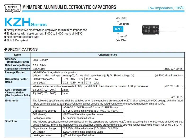 100 шт. 330 мкФ 10 в NCC KZH серии 6,3x11 мм низкая ESR низкое сопротивление 10V330uF алюминиевый электролитический конденсатор