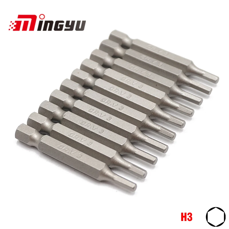 

10pcs 1/4 inch Shank Drive Hex Head Allen Screwdriver Bit Set 50mm Length Inner Hexagon Drill Bits For Household Hand Tools