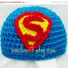 Вязаная шапка ручной работы с суперменом для детей от 0 до 10 лет; Скидка 25%; Черная пятница и Ciber Monday; Теплая Вязаная хлопковая шапка