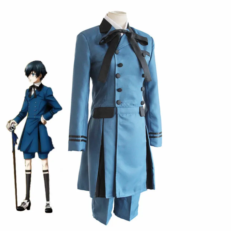 Черный Дворецкий kuroshitsuji Ciel Phantomhive карнавальный костюм с вышивкой себасти
