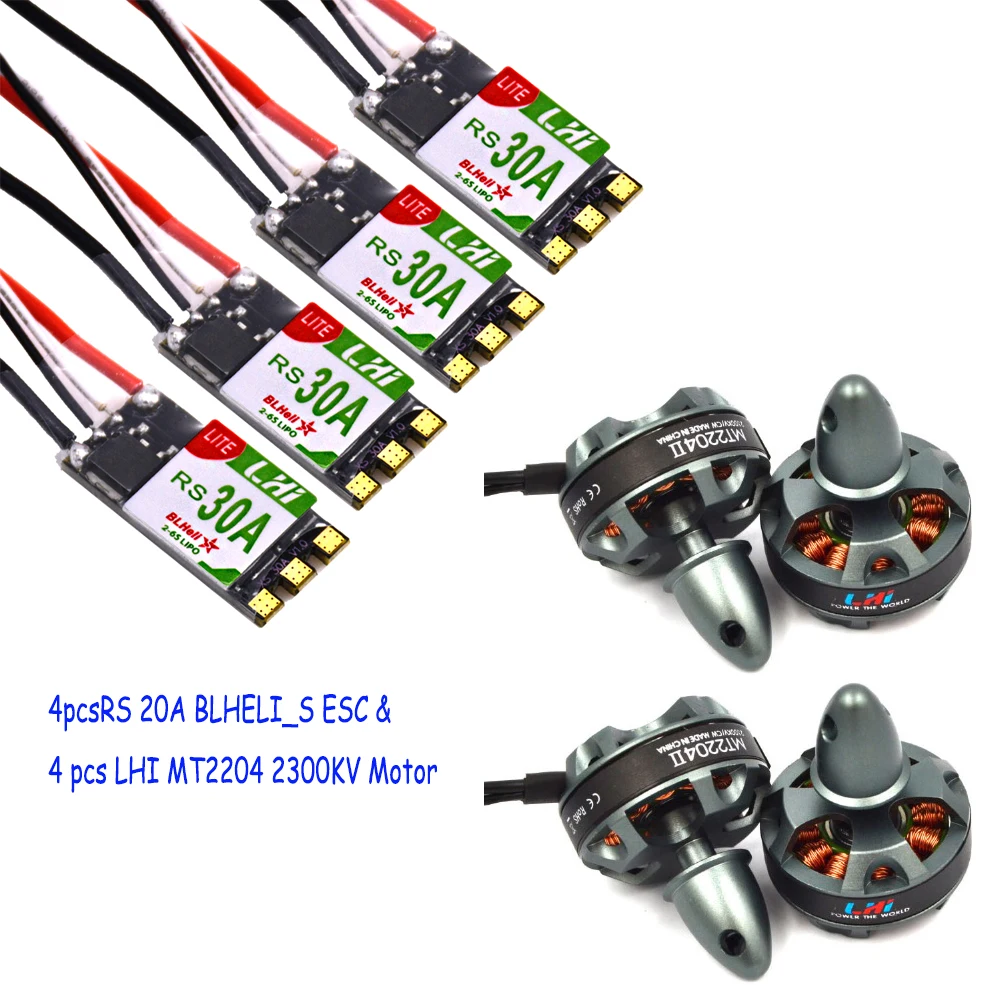 

LHI FPV 4xMT2204 2300kv CW CCW FPV Brushless Motor (2-4S)+4XRS 30A 2-6s BLheli_S ESC Support Oneshot125 Oneshot42 Multishot