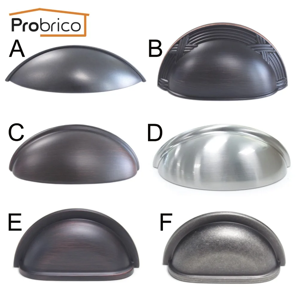 

Probrico Vintage Shell Shape Furniture Drawer Knob Zinc Alloy Hole Spacing 76/96mm Kitchen Cabinet Handle Antique Cupboard Pull