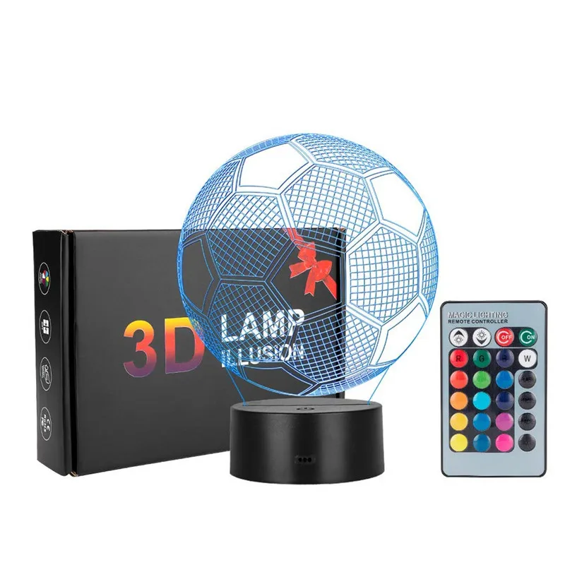 

3D Football Ball Table Desk Bedside Illusion Bedroom Decorative for New Year Birthday Sport Fan Gift Game Soccer Club Decor