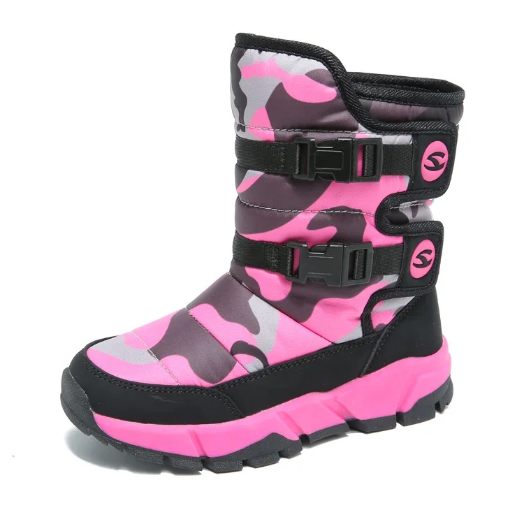 Botas cómodas para niños de media pantorrilla de felpa de fondo suave botas para niñas de algodón AA51121 - 2
