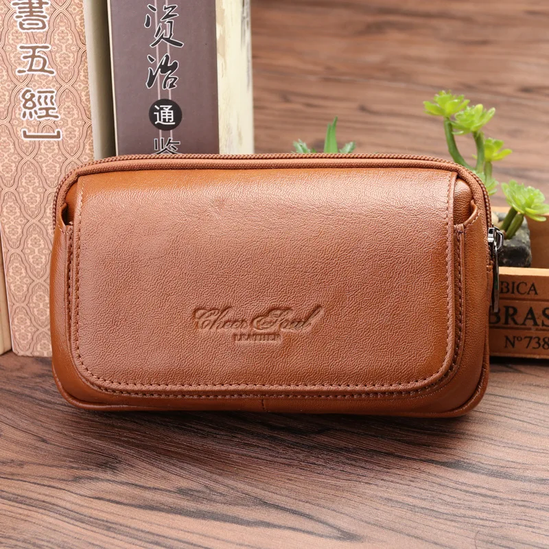 

Genuine Leather Waist Belt Bag Men Mobile Phone Pouch Bags Case Fashion Bum Fanny Packs Male Travel Waist Coin Purse Wallets