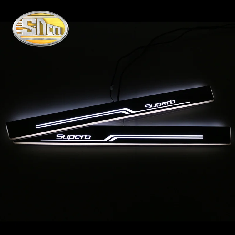

SNCN 4PCS Acrylic Moving LED Welcome Pedal Car Scuff Plate Pedal Door Sill Pathway Light For Skoda Superb 2 3 B6 B8
