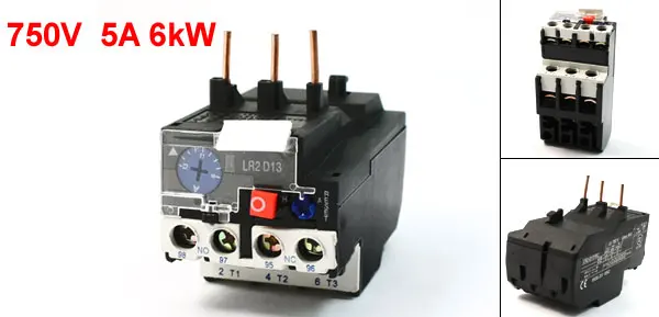 Ui 750V Ith 5A 6kW Breaker Volt LR2-D1316C 1NO 1NC 3 Pole Thermal Overload Relay