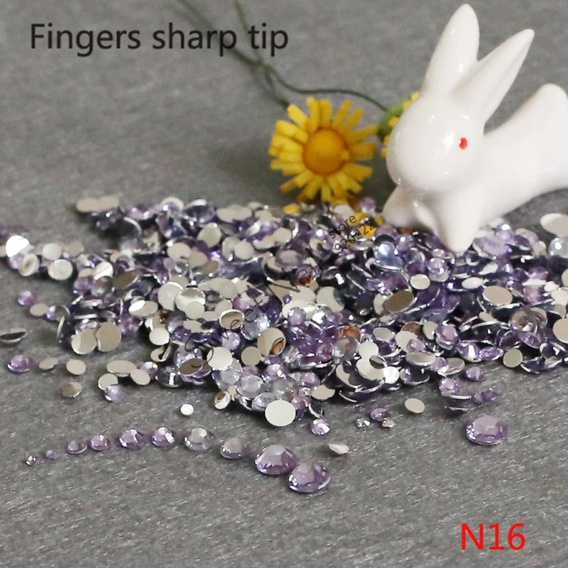

1000pcs SS6-SS30 Mixed Size charming beautiful Light Purple 14 facet round diamond sparkling acrylic nail art decoration N16