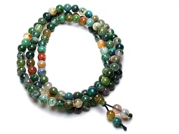 

yigedan Indian Energy Water Grass Agate 6mm Gemstone Beads Bracelet