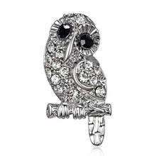 

Rinhoo New Silver Color Owl Parrot Animal Brooch for Women Men Daily Supplies Rhinestone Zircon Brooch Pins Jewelry