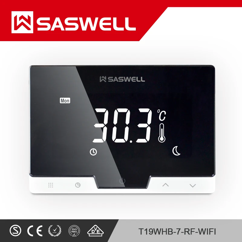 SASWELL WiFi Thermostat  Controller smartphone APP Temperature flat back wall mount wireless programmable Thermoregulator