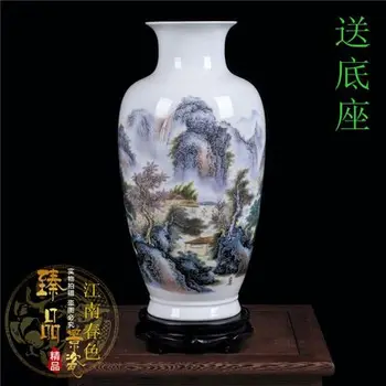 

Jingdezhen porcelain vase High-grade famille rose porcelain of jiangnan spring scenery sitting room furniture new vase