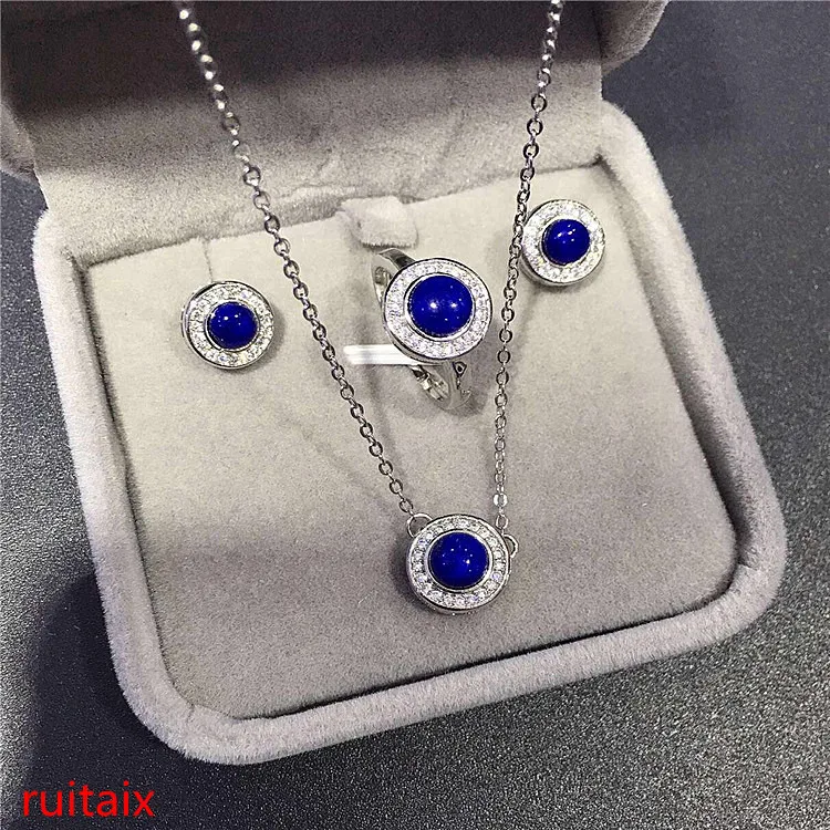 KJJEAXCMY boutique jewels 925 sterling silver inlaid with natural oval blue gold stone ring earrings 2 pieces of jewelry silver KJJEAXCMY boutique jewels 925 sterling silver inlaid with natural oval blue gold stone ring earrings 2 pieces of jewelry silver