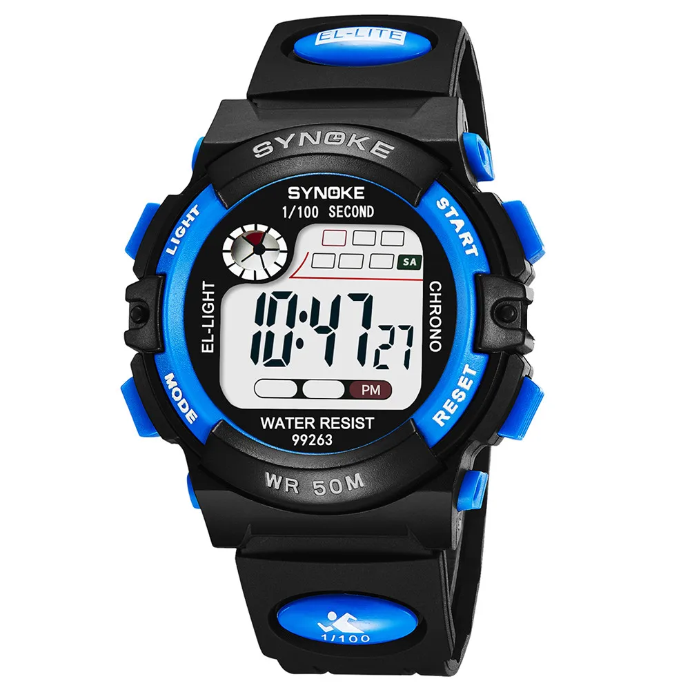 Blue SYNOKE, модные повседневные Брендовые мужские часы, спортивные, многофункциональные, 50 м, водонепроницаемые, светодиодный, цифровые, Двойное действие, часы, reloj hombre - Цвет: Blue