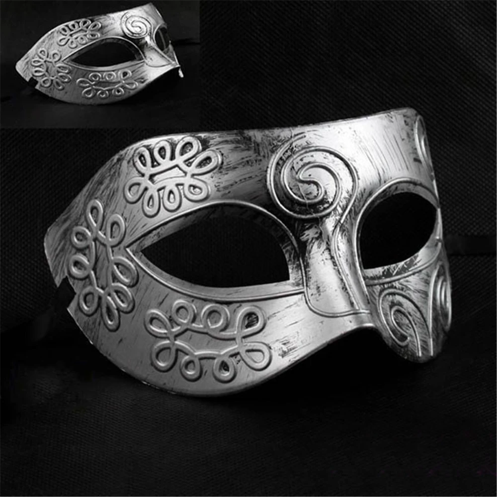 

ANGRLY Cool Adult Men Greek Roman Fighter Masquerade Face Mask for Fancy Dress Ball /Masked Ball /Halloween Party (Silver)