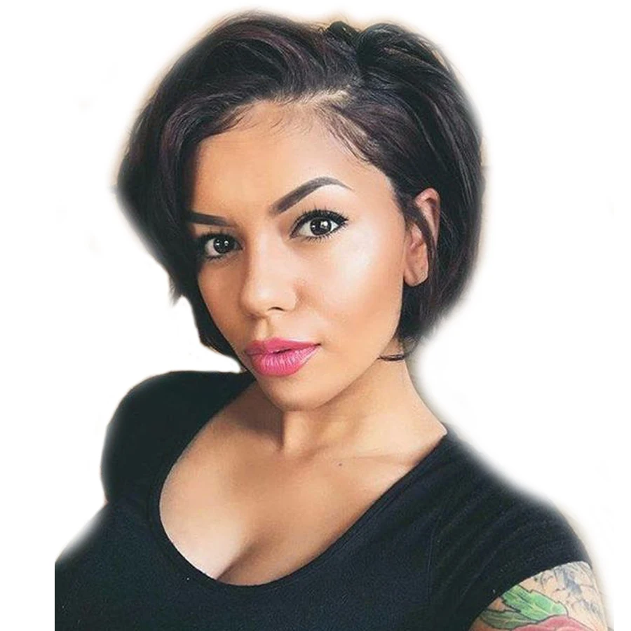 Shumeida 13 6 Short Human Hair Wigs For Black Women Straight Lace