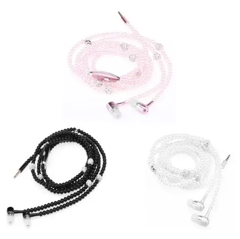 Подарок ко дню рождения fone de ouvido! Розовая девушка Стразы ювелирные изделия Жемчужное ожерелье наушники с микрофоном наушники для Iphone Xiaomi