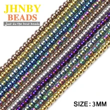 JHNBY rond noir hématite 3mm 200 pièces pierre naturelle minerai placage couleur perles en vrac boule bijoux bracelet faisant bricolage accessoires()