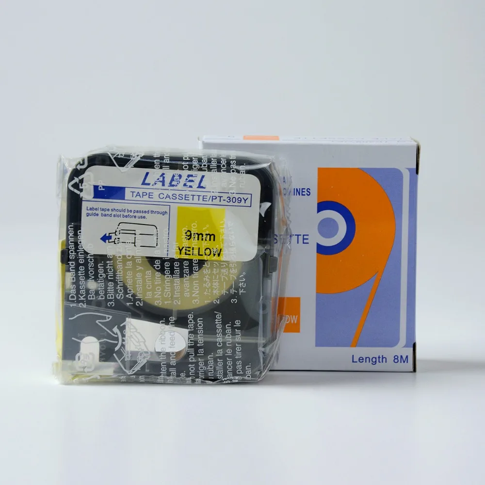 Comptible MAX лента для этикеток 9 мм желтый LM TP309Y (PT 309Y) принтера leatwin 380E 370A|Ленты