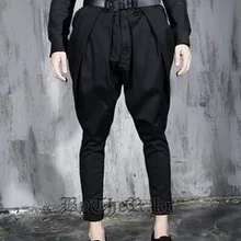 Размеры: 28-40! Мужская одежда больших размеров, британский стиль, мужские брюки больших размеров, брюки, джинсы с перфорацией, сценические костюмы певицы