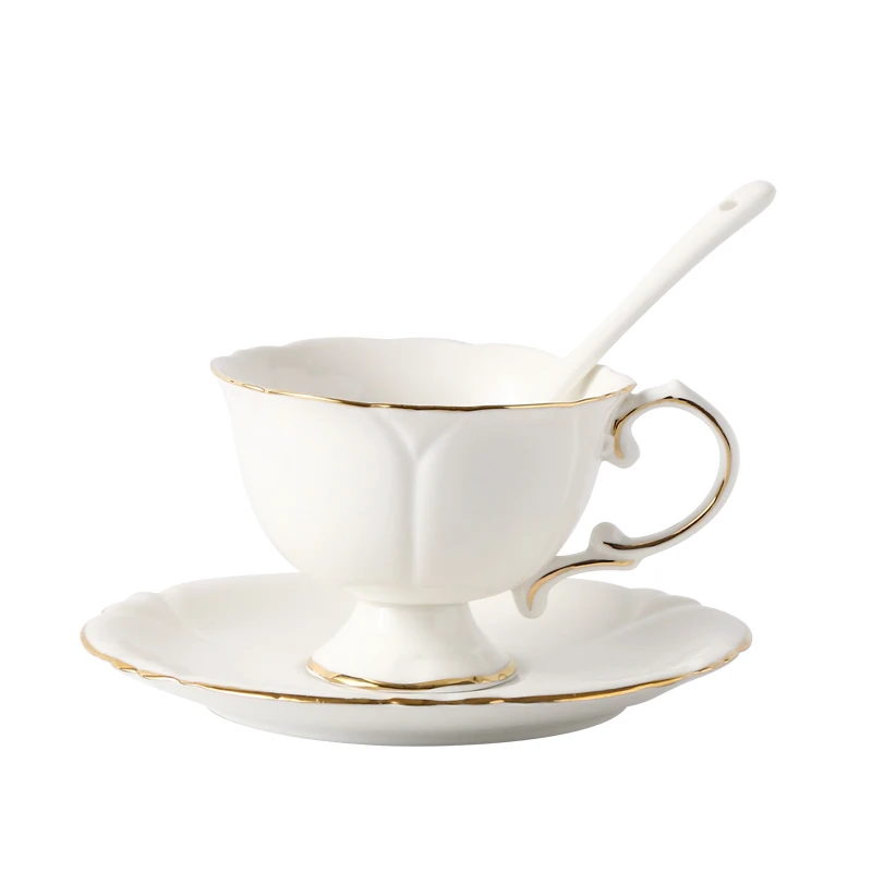 Лаконичный корт стиль следа золото костяного фарфора кофе латте кружка ароматизированный чай кофейная чашка набор с поддоном блюдце чайная чашка Caneca кавейра - Цвет: Cup and Dish