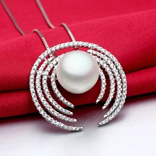 Sinya супер роскошный серебряный кулон ожерелье ручной работы микро-установка 150 шт. AAA класс cz с большим натуральным пресноводным жемчугом