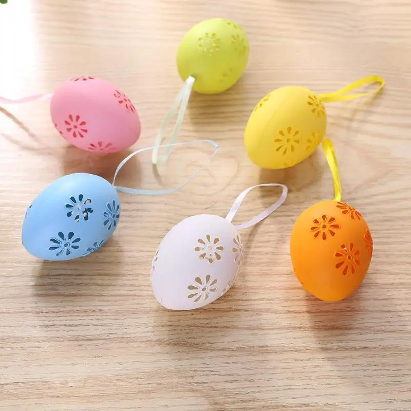 6 шт. пасхальные украшения пластиковые яйца полые DIY крашеные яйца кулон