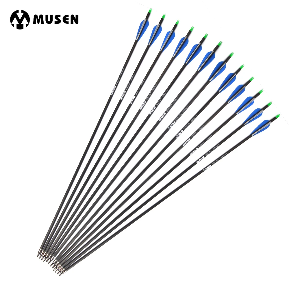 

6/12/24pcs 30 Inches Spine 340 Dia 7.5mm Pure Carbon Arrow Shaft with Removable Tip for Recurve Compound Bow Hunting Shooting