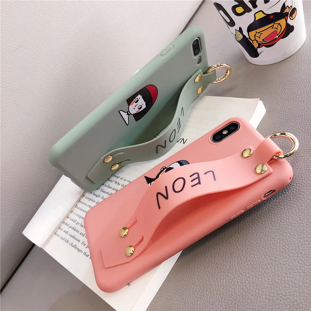 Matcha Pink Color Warm Couples Cover For iPhone 7 7Plus Cozy Convenient Wrist Strap Silicone Phone Cases 8 8Plus Case |