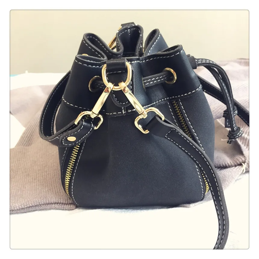 MJ Women Leather Handbags Vintage Suede PU Leather Crossbody Bag Drawstring Bucket Bag Female Small Messenger Bags Korean Style (22)