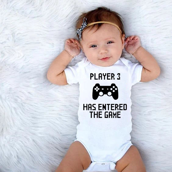 Player 3 Has Entered The Game Baby Newborn Boys Girls Bodysuits Summer Infant Toddler Jumpsuits Onesie Outwear 0-24Months