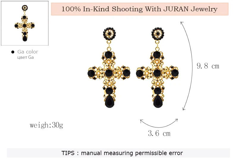 Новое поступление винтажные черные Кристальные серьги-капли с крестиком для женщин розовые барочные богемные большие длинные серьги ювелирные изделия Brincos