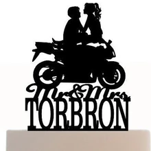 Акриловый для свадебного торта топперы пары на мотоцикле на заказ Жених невесты фамилия помолвка прием гостей в доме невесты украшения