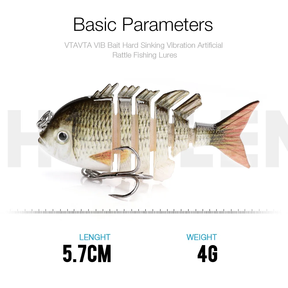 VTAVTA мини приманка для рыбалки, верхняя воблер, 5,5 см, 4 г, Мульти соединенная жесткая приманка, воблеры, рыболовная приманка, 6 сегментов, плавающая приманка