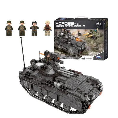 Кубики для игр в стиле милитари серии собранного модели танков через поле боя творческие игрушки-пазлы строительный конструктор подарок - Цвет: 12