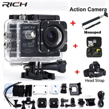 Action Camera wifi for go pro hero 4 Extreme Sports Video 1080P HD 30m Waterproof sports camrea Extra head strap+bag+Monopod