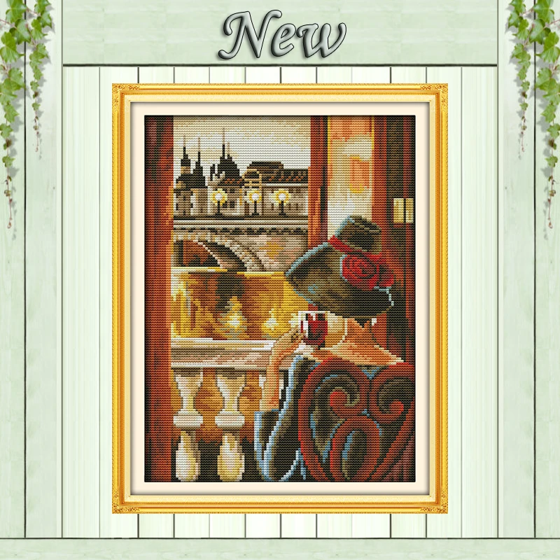 

Girl Look out of the window,pattern printed on canvas DMC 14CT 11CT Cross Stitch kits,full embroidery needlework Sets,Home Decor