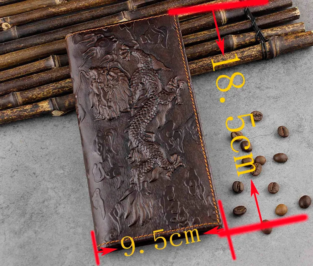 

CooL Dragon Real Leather Long Wallet Men's High Quality Billfold Purse