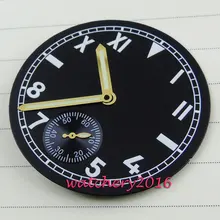 38,9 мм Parnis черный циферблат белый световой номер золотые стрелки часов подходят 6498 move мужские часы t циферблат+ руки