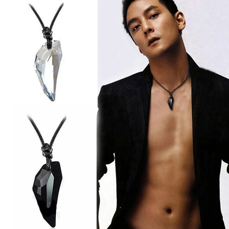 

Wolf Tooth Rhinestone Pendant Necklace Men Antique Crystal Wolf Fang Tooth Pendant Necklace