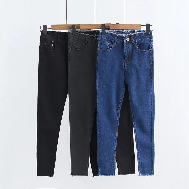 Весна 2018 новый европейский Стиль уличный стиль талии эластичные джинсы женские