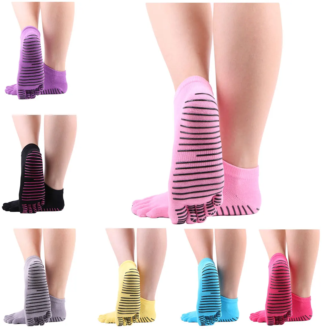 Pro Women Yoga Socks Ladies Sport Pilates Socks Five fingers silicone
