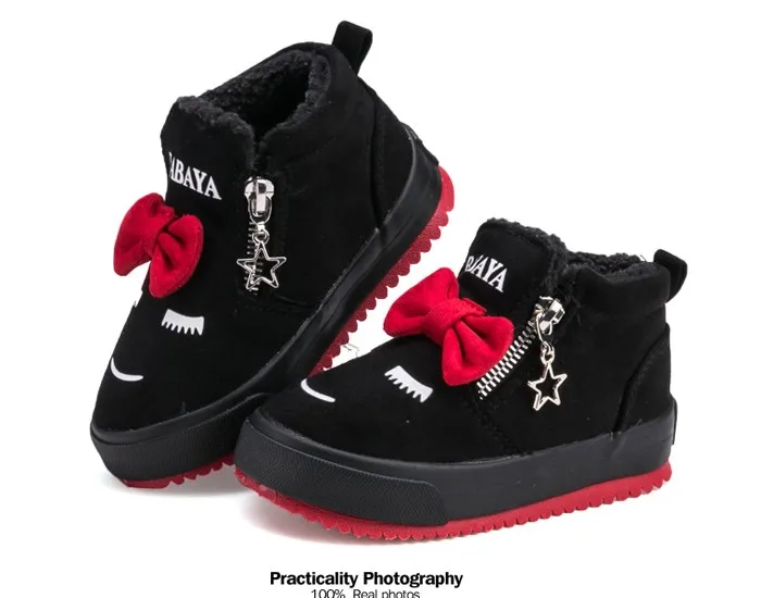 2017 Bowknot Kids Boots Girls Shoes Fashion Hot Warm Cotton Shoes Children Sneakers Winter Boots Cute Cartoon Smile Girls Boots 492 (12)