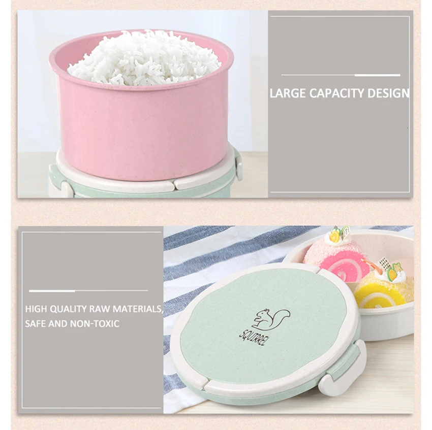 LIYIMENG Plastic Microwave Round Lunch Box 2 Layer Portable Dinnerware Food Storage Container Lunchbox For Picnic Office Workers A8