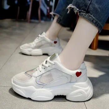 

2019 New Chunky Sneakers Women Mesh Breathable Running Shoes Woman Thick Sole Dad Shoes Zapatillas Mujer Deportiva M4-80