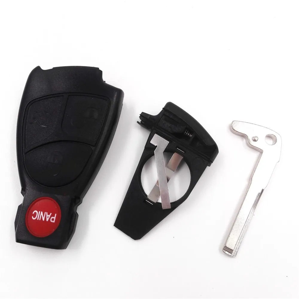 

HKOBDII 3+1 buttons Remote Keyless Smart Key fob Case Shell With Battery Holder clip for Mercedes-Benz MB No Logo