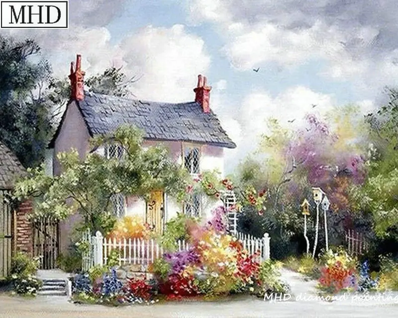 Dream House Picture 5D DIY Diamond Painting Cross Stitch for Home Decor Artwork 3D Embroidery Mosaic Kit 50x60cm | Дом и сад